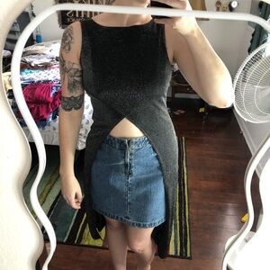 Grey and silver glitter maxi dress/blouse with split down the front